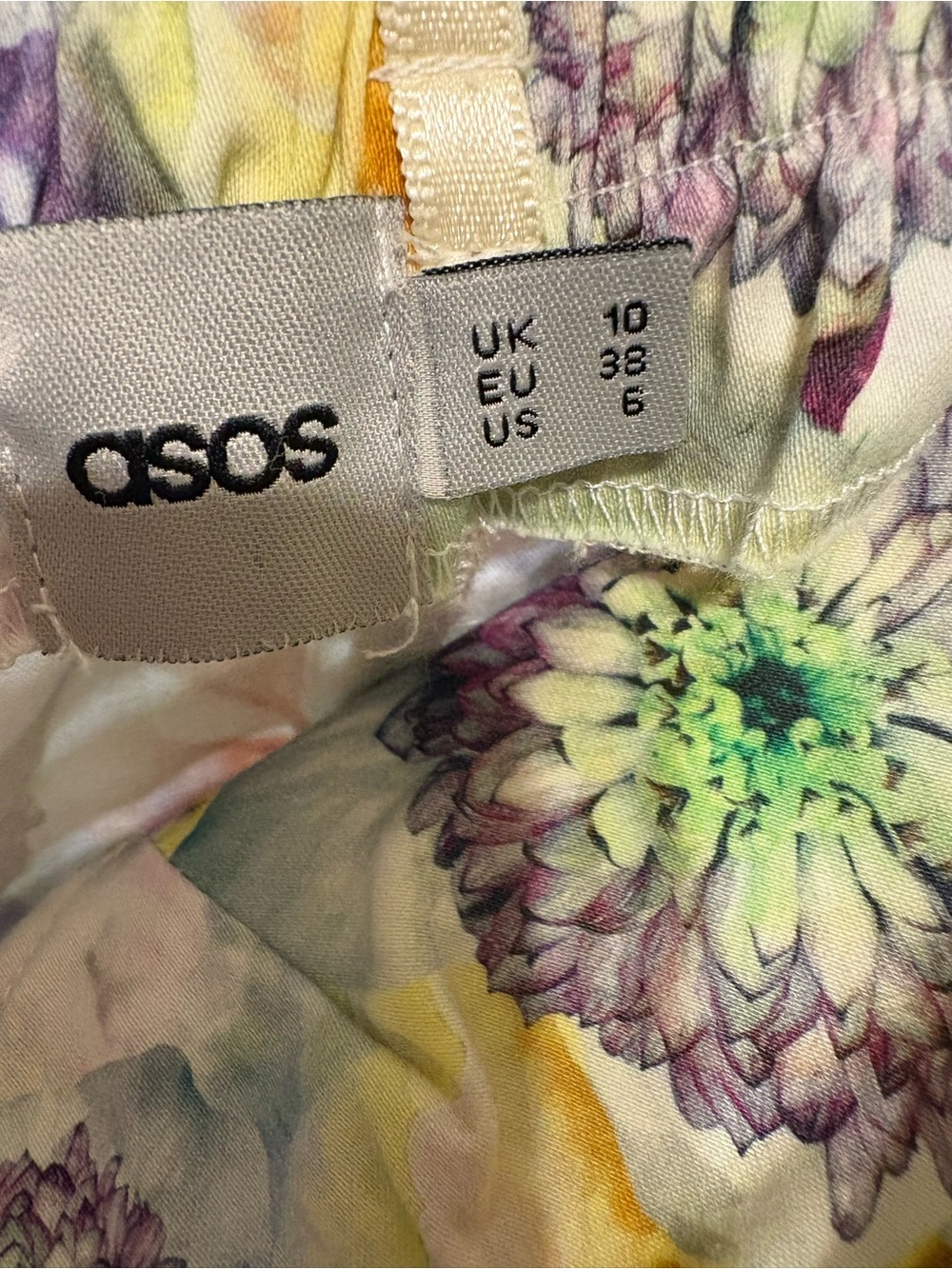 ASOS Strapless Floral Bodycon Dress - Yellow, Pink, Green, Purple - Picture 4 of 4